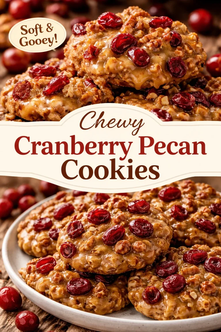 No-Bake cranberry pecan cookies on a plate with festive decorations.