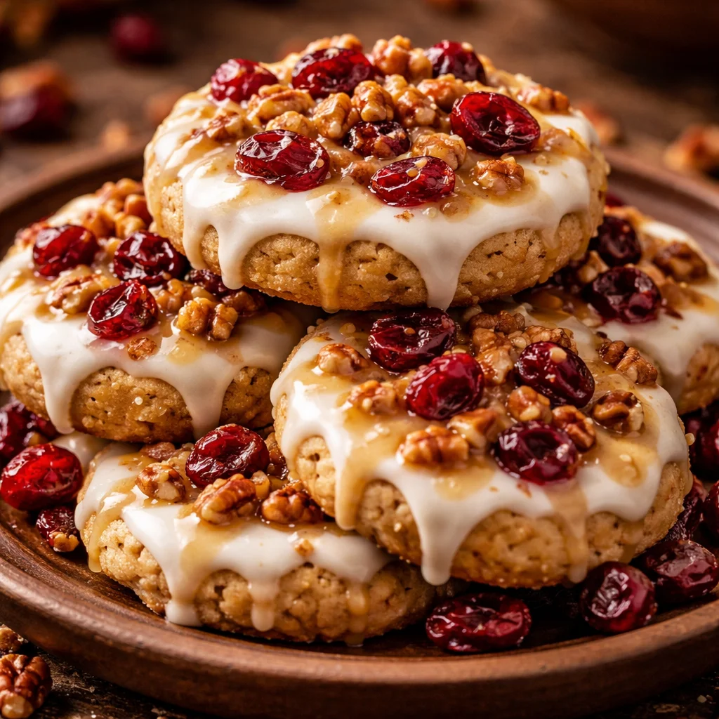 No-Bake Cranberry Pecan Praline Cookies