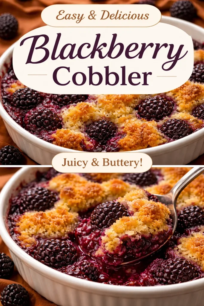 One bowl blackberry cobbler fresh out of the oven, ready to serve.