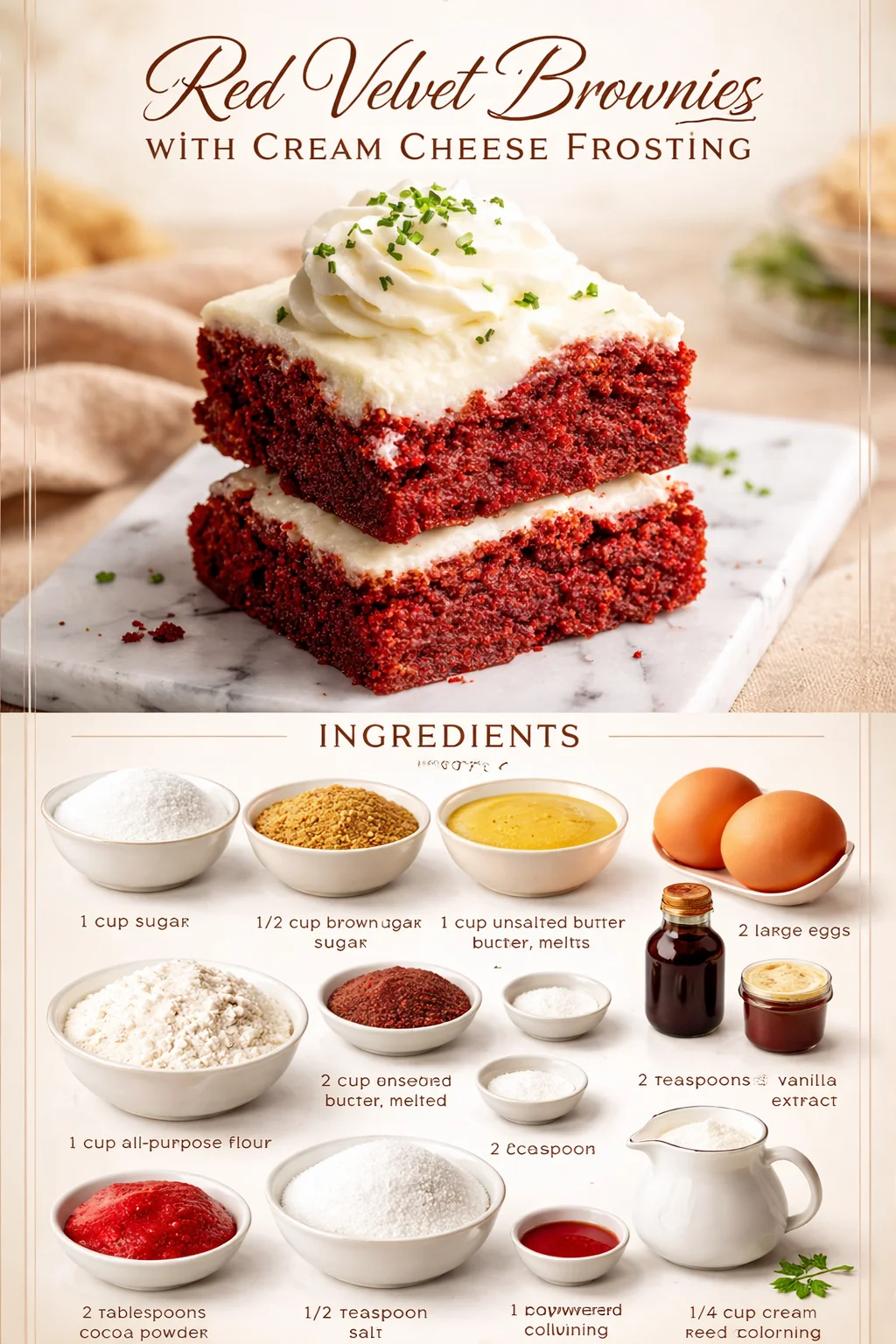 Red Velvet Brownies with Cream Cheese Frosting