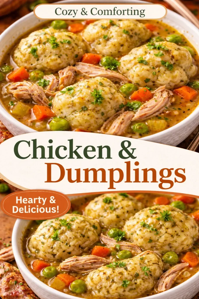 Delicious roast turkey and herbed dumpling stew served in a bowl