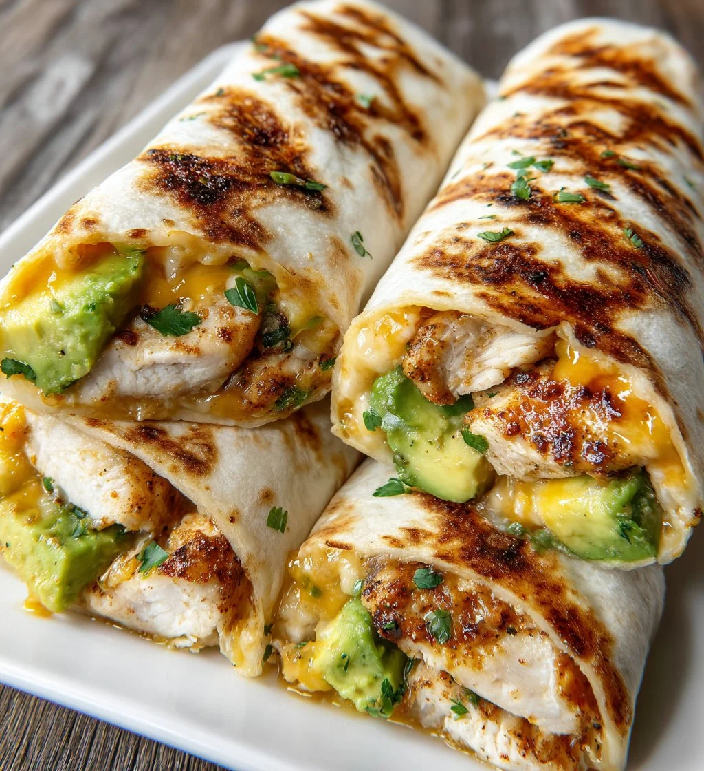 Sizzling Chicken Wraps with Grilled Avocado Delight