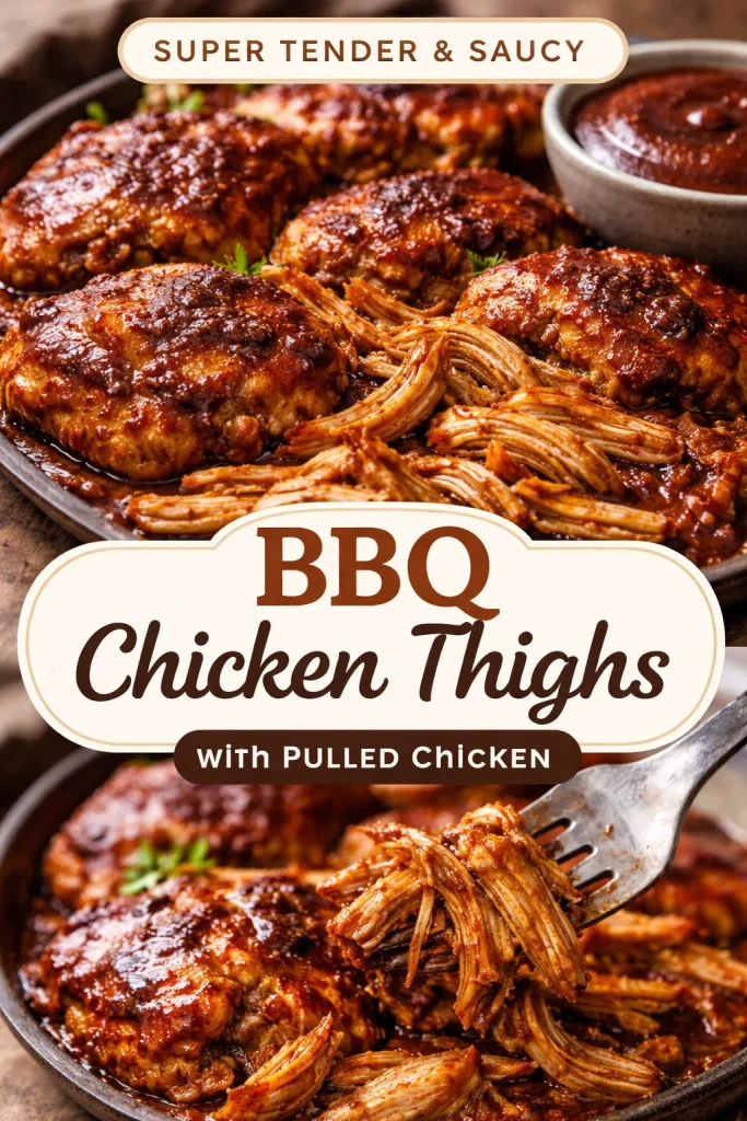 Delicious slow cooker BBQ chicken thighs served on a plate