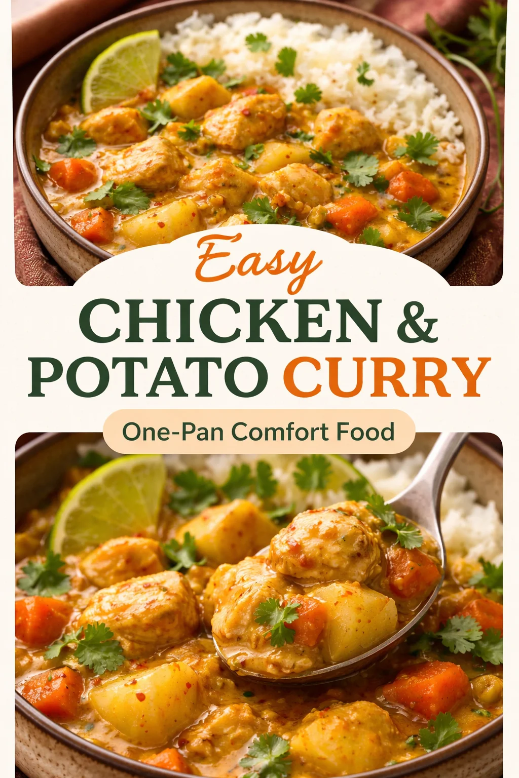 Delicious slow cooker coconut curry chicken served in a bowl