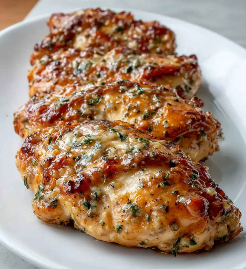 Slow Cooker Mustard Chicken with herbs and spices in a serving dish.