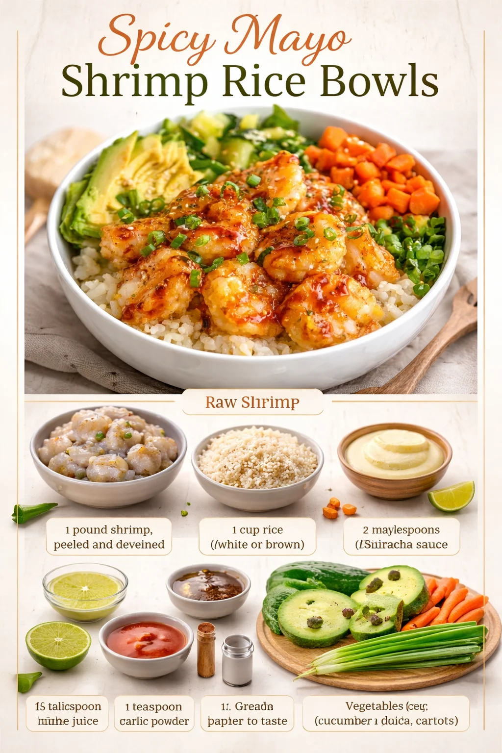 Spicy Mayo Shrimp Rice Bowls