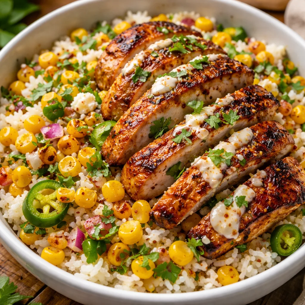 Street Corn Chicken Rice Bowl