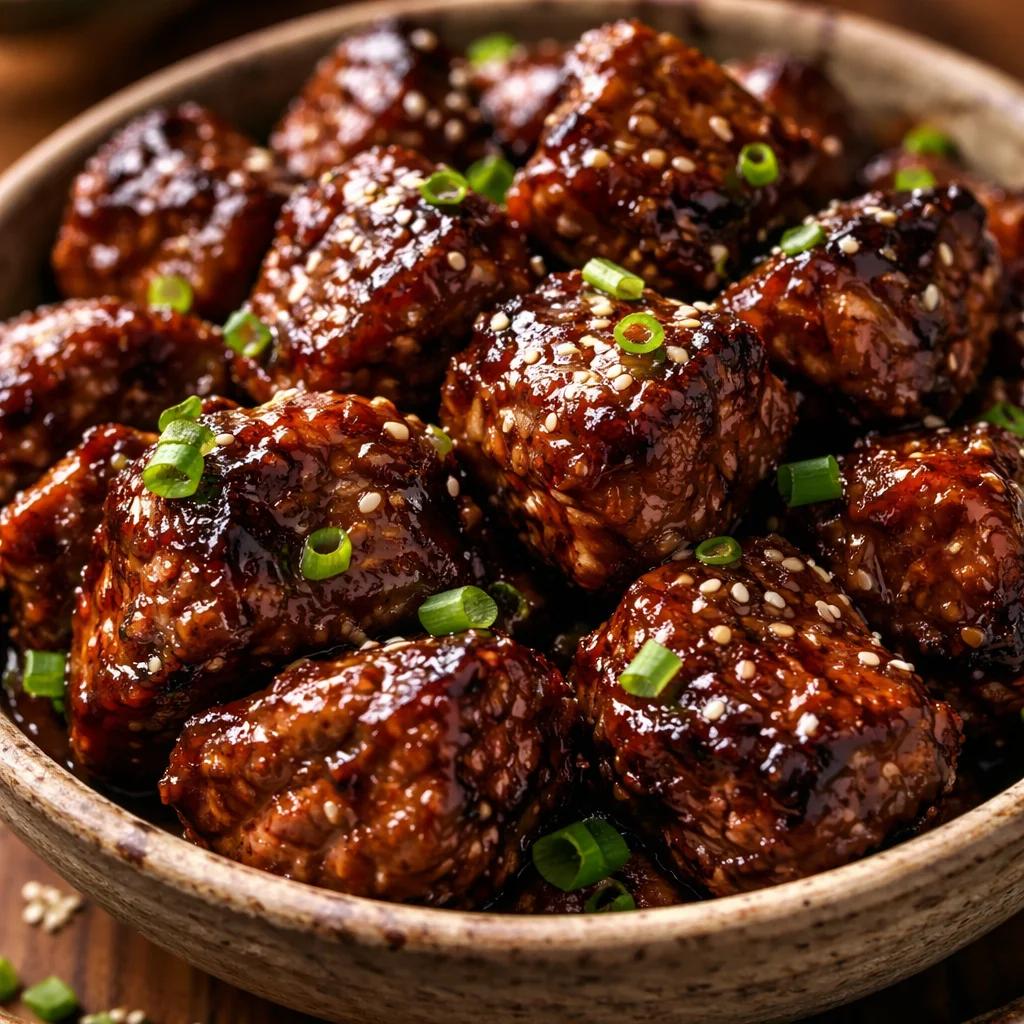 Sweet and Sticky Steak Bites