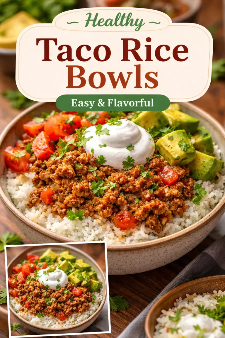 Delicious Taco Rice Bowl with colorful toppings and fresh ingredients