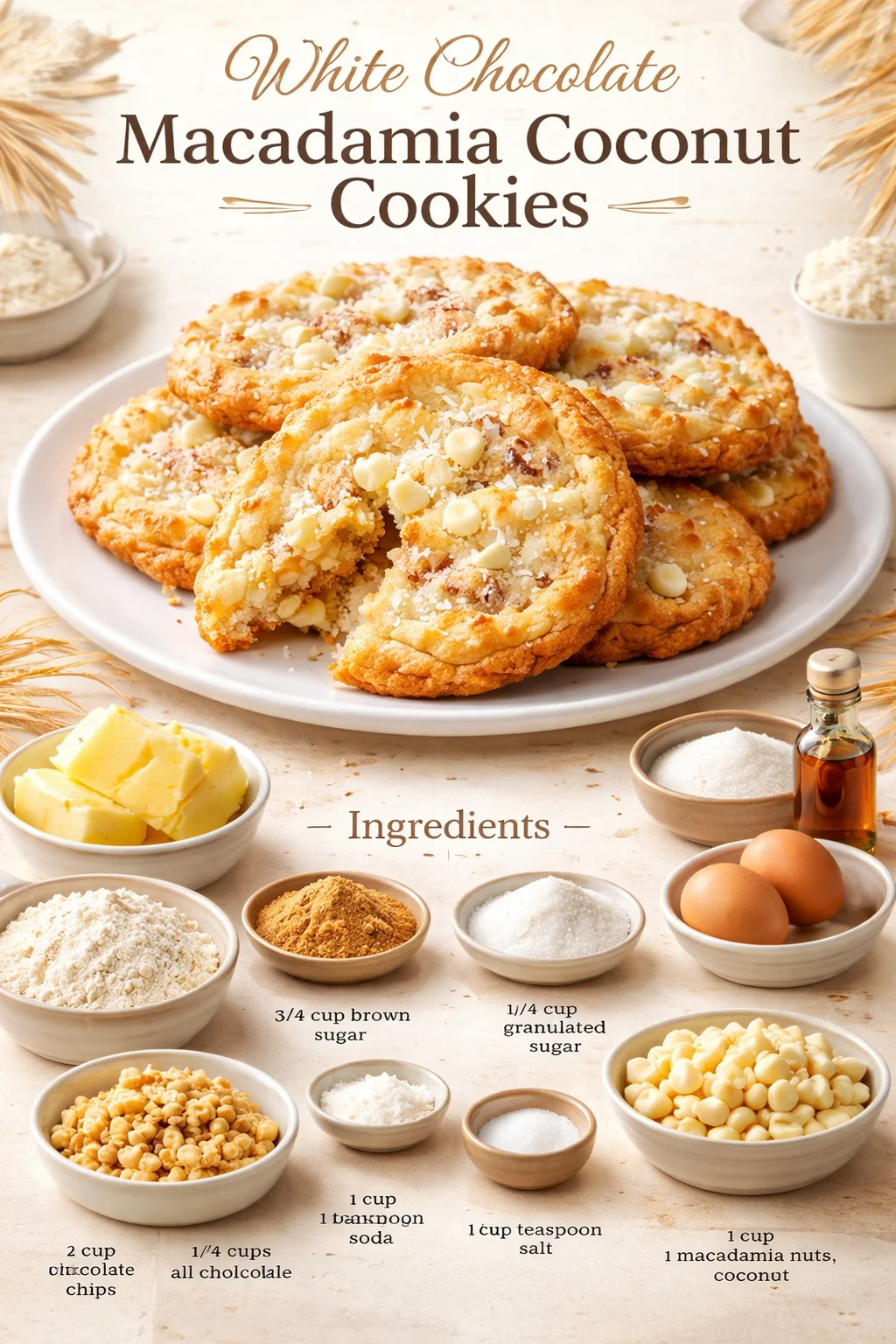 White Chocolate Macadamia Coconut Cookies