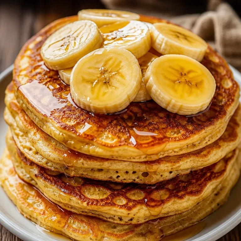 Delicious 4-ingredient protein pancakes stacked on a plate