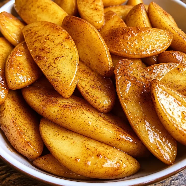 Delicious air fryer apples served in a bowl, showcasing their golden-brown texture.