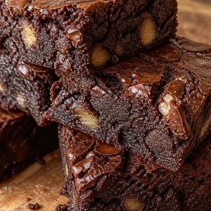 Delicious homemade banana brownies with chocolate chips and walnuts