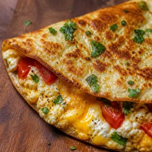 Cottage Cheese and Egg Flatbread topped with fresh ingredients
