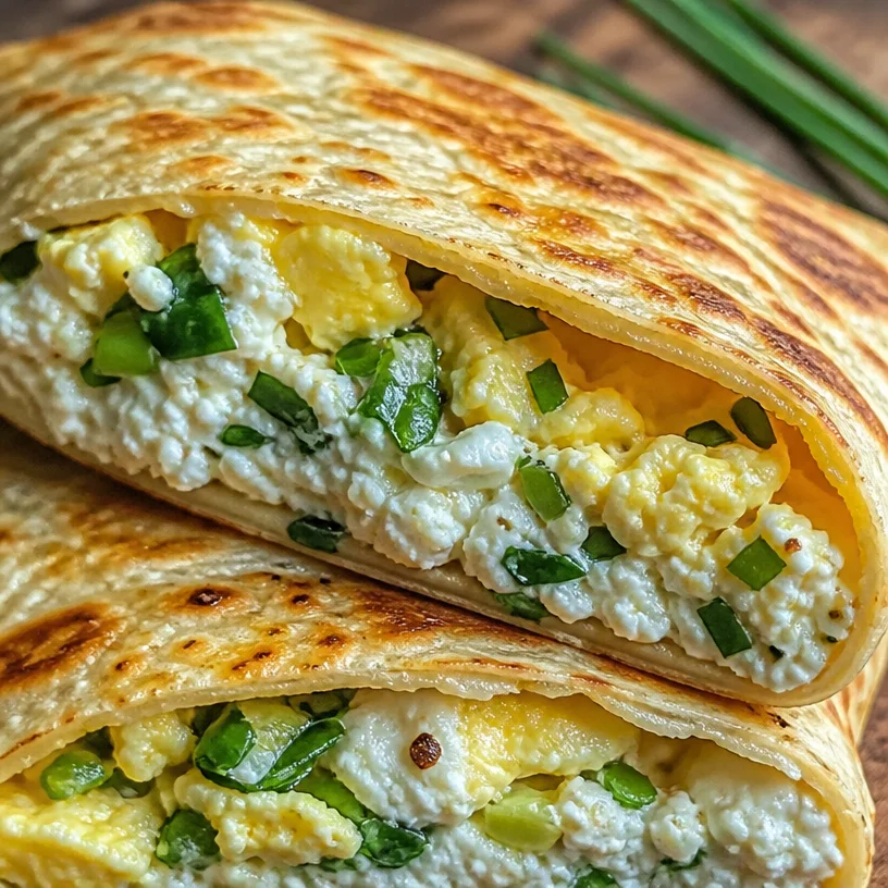 Cottage Cheese and Egg Flatbread served on a plate with fresh herbs