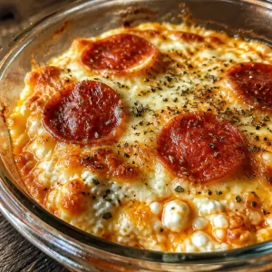Delicious Cottage Cheese Pizza Bowl topped with fresh ingredients.