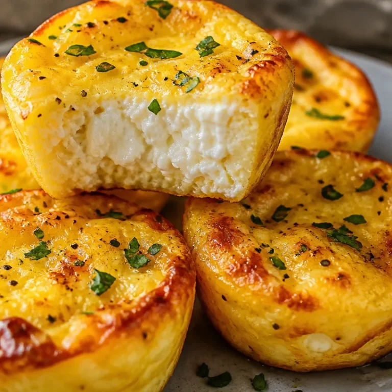 Creamy cottage cheese egg bites served on a plate garnished with herbs