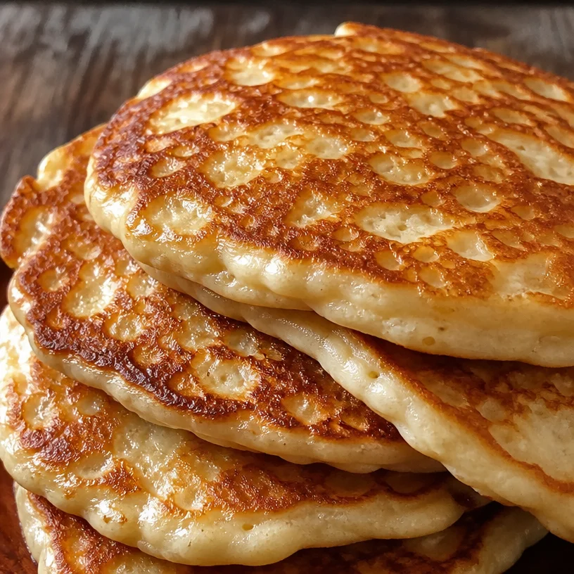 Delicious high protein cottage cheese pancakes stacked on a plate
