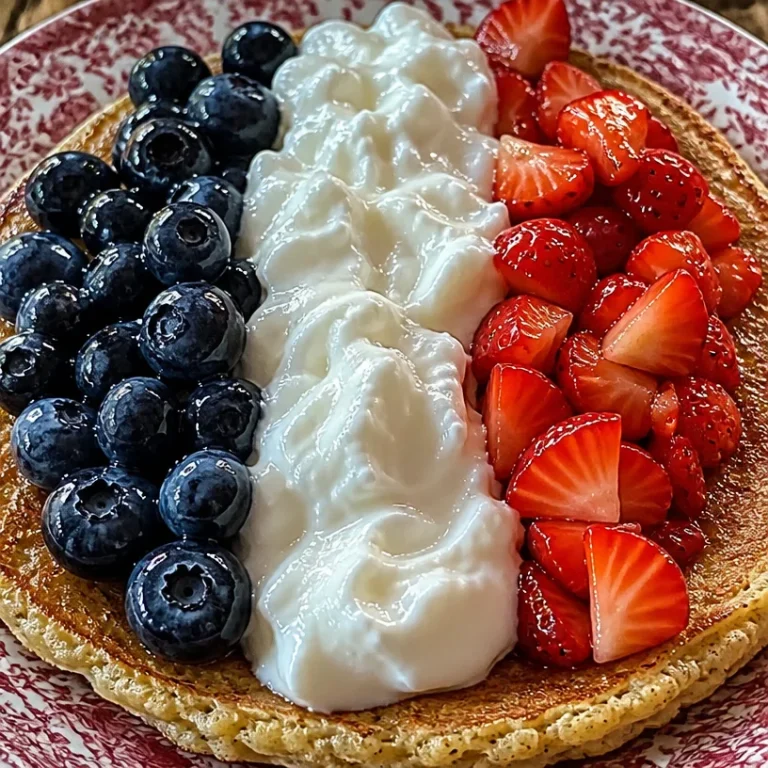 Plate of easy high protein Trim Healthy Mama E pancakes topped with berries
