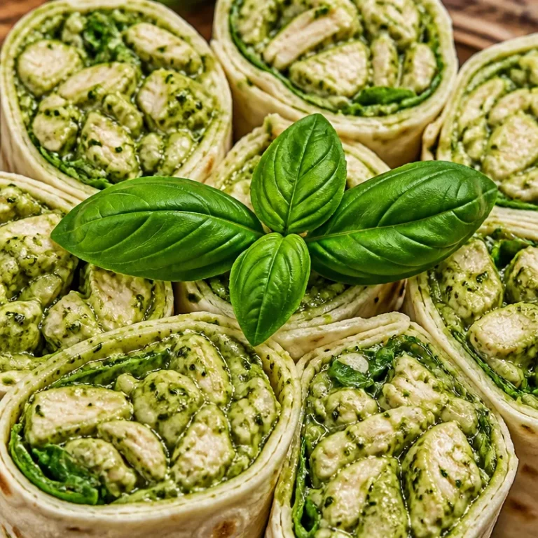 Bowl of easy pesto chicken salad with fresh ingredients and vibrant colors
