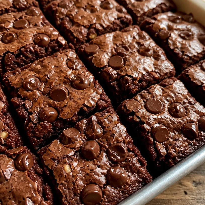 Fudgy banana brownies on a plate with chocolate drizzle and banana slices
