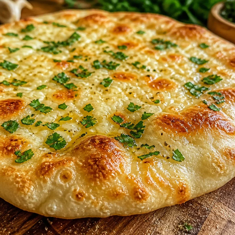 Garlic Cottage Cheese Flatbread topped with herbs and spices