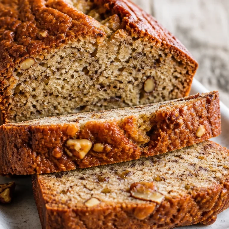 Healthy homemade banana bread with ripe bananas and nuts