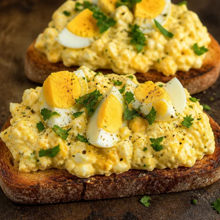 Healthy cottage cheese egg salad in a bowl garnished with herbs
