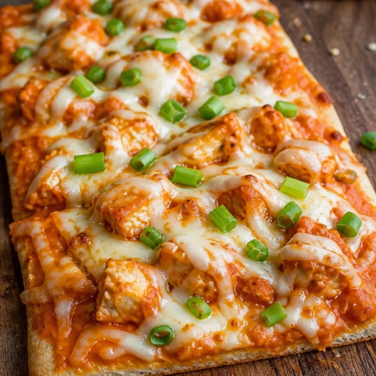 High Protein Buffalo Chicken Flatbread topped with fresh ingredients and spices