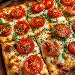 High-protein pizza with cottage cheese flatbread topped with fresh ingredients