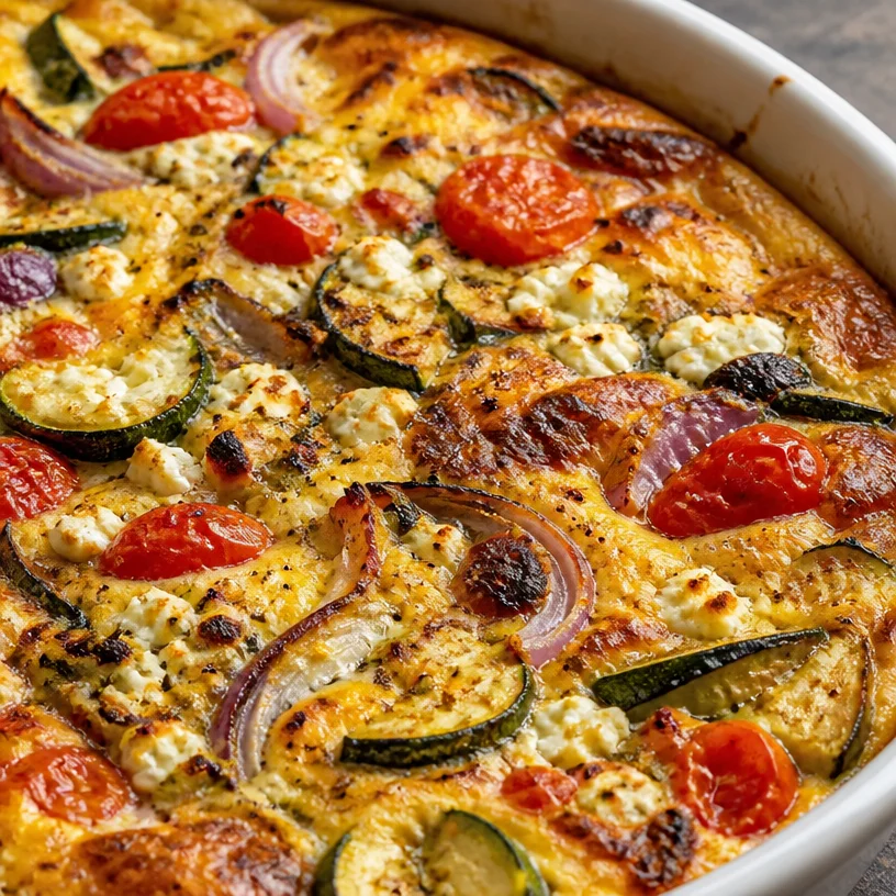 High protein veggie bake featuring colorful vegetables and savory spices