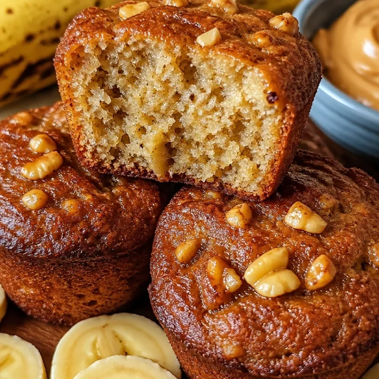 Homemade nutritious banana protein muffins on a wooden table
