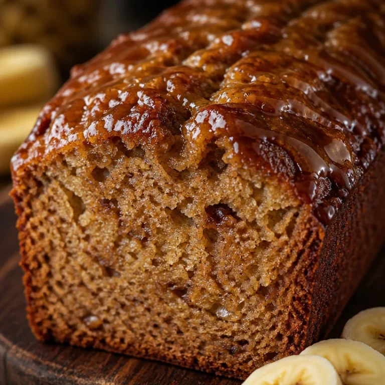 Delicious slice of protein banana bread topped with nuts on a wooden table