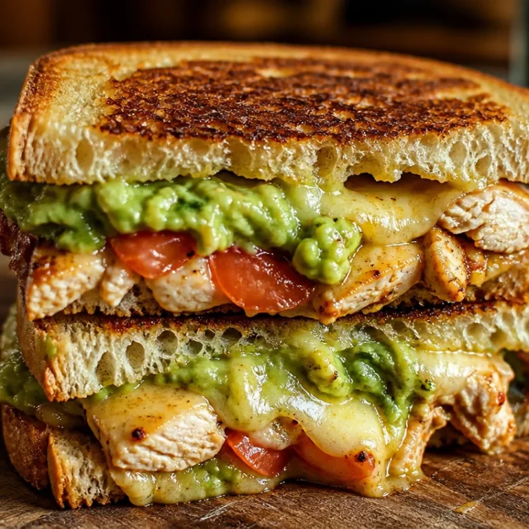 Protein-rich Chicken Avocado Melt Sandwich served with fresh ingredients
