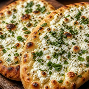 Protein cottage cheese flatbread served with fresh toppings