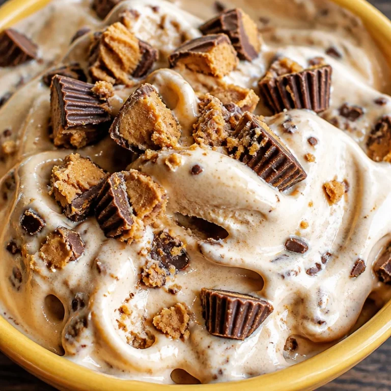 Delicious Reese's Peanut Butter Cup Healthy Frozen Yogurt topped with chocolate.