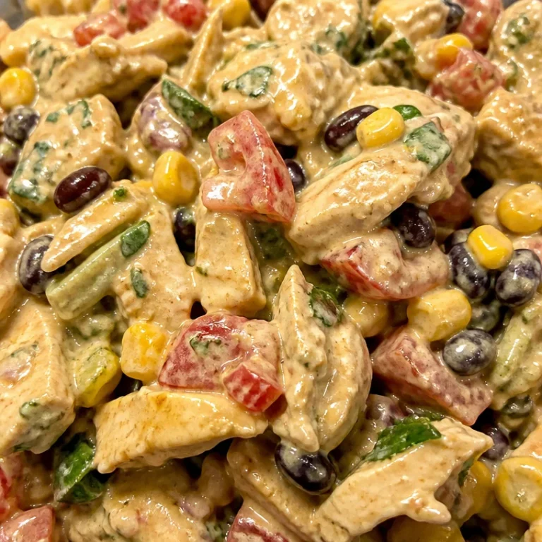Colorful Southwest Chicken Salad with grilled chicken, beans, and corn