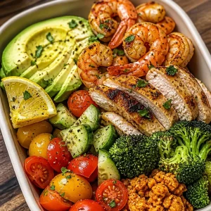 A variety of high protein lunch options for summer, featuring fresh ingredients.