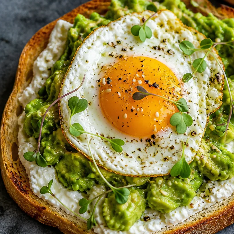 Delicious ricotta avocado toast topped with fresh ingredients
