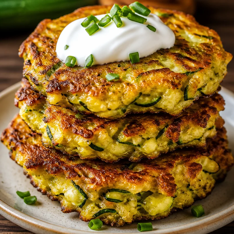 Crispy zucchini fritters served with a dipping sauce