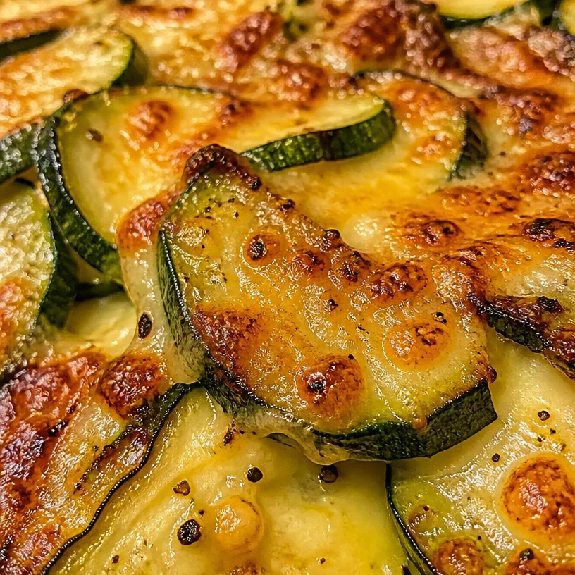 Delicious baked zucchini slices topped with cheese and herbs