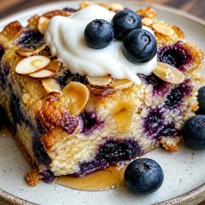 Blueberry Cottage Cheese Breakfast Bake served in a dish