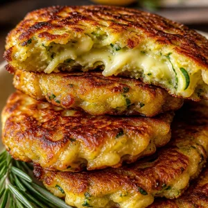 Cheesy zucchini patties served on a plate
