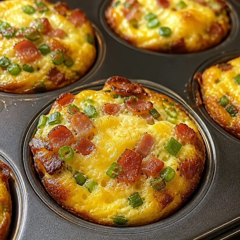 Cottage cheese egg muffins with pancetta served on a plate