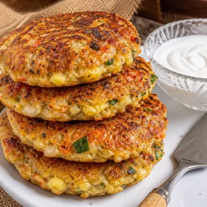 Cottage cheese pancakes with Indian spices served on a plate