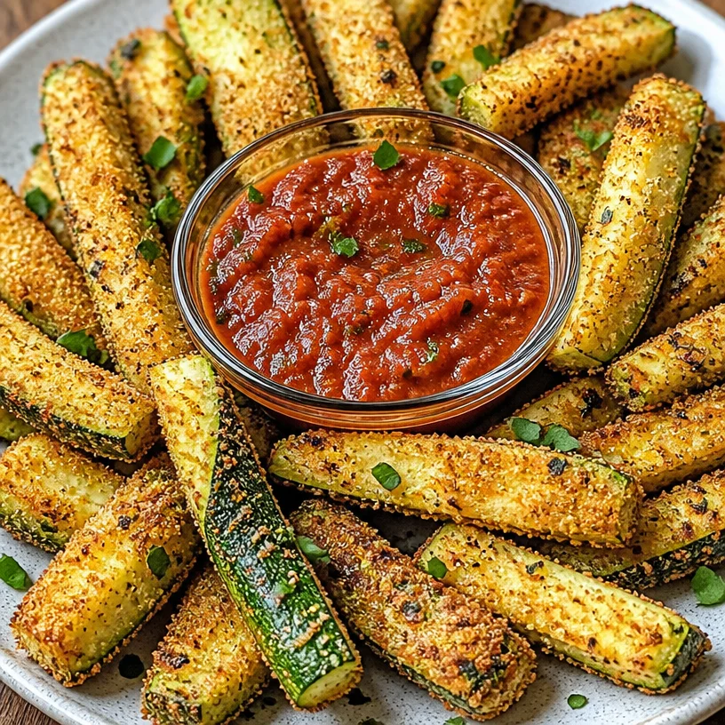 Crispy air fryer zucchini fries served in a bowl