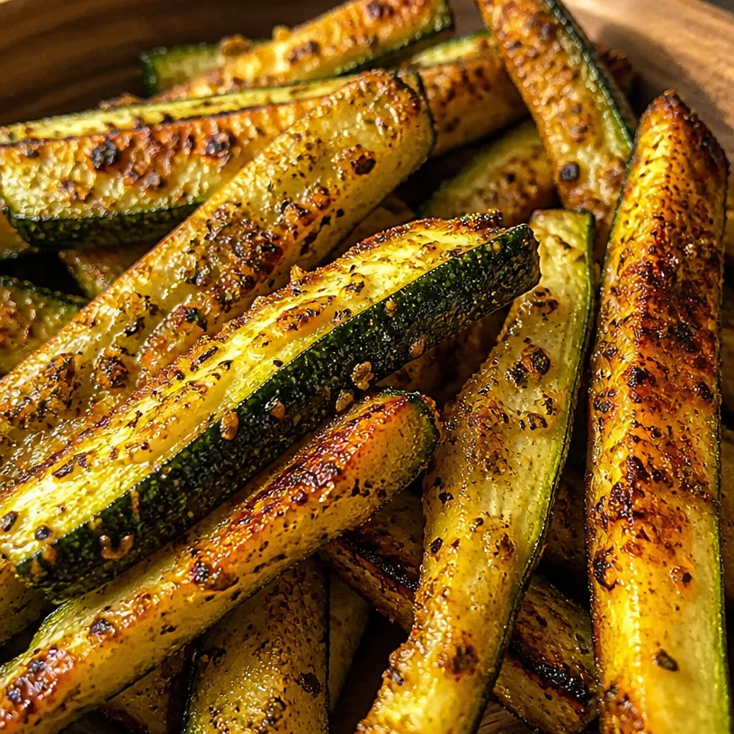 Crispy low calorie air fryer zucchini fries served on a plate