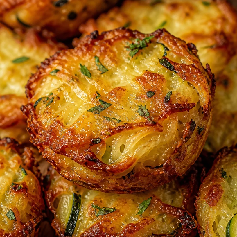 Crispy Parmesan Zucchini Potato Muffins fresh out of the oven