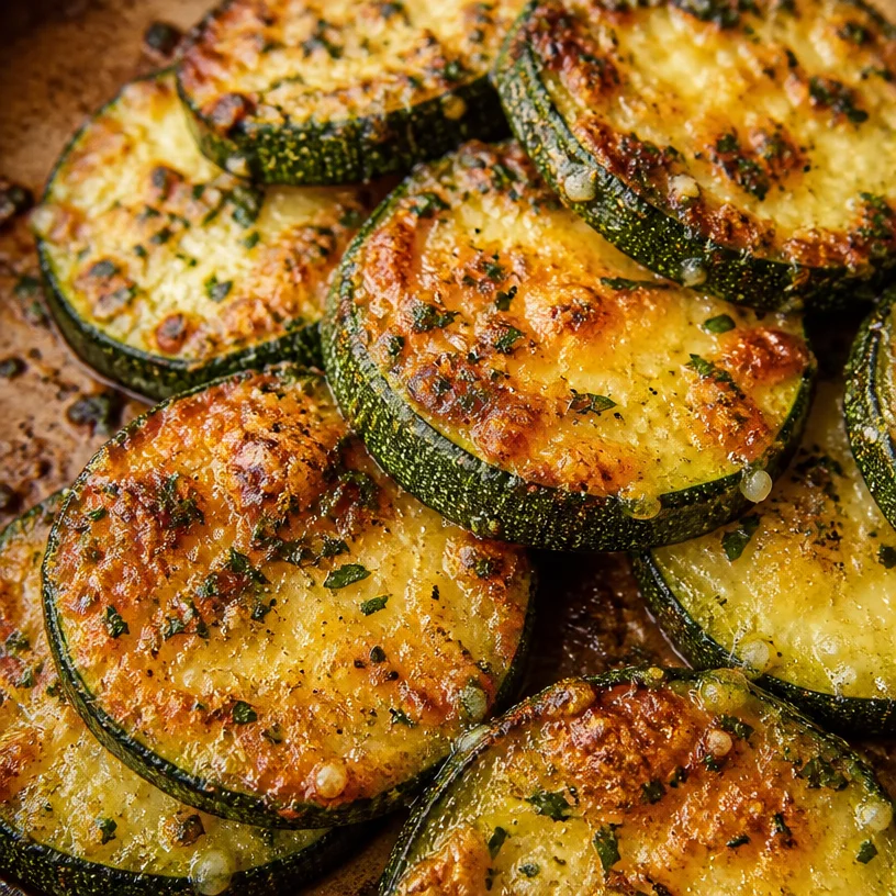 Crispy Parmesan Zucchini Slices on a plate, golden and delicious.