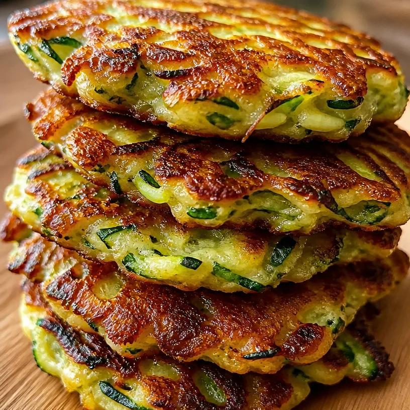 Plate of crispy zucchini fritters garnished with herbs